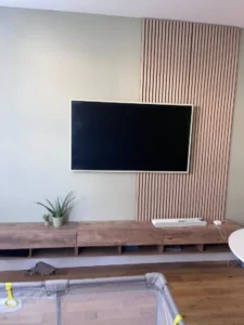 Handyman services in Paisley for tv wall mounting with floating shelves wall panels by Paisley Handyman