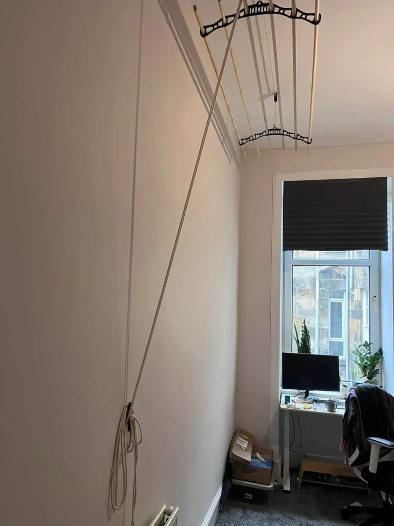 Ceiling pulley clothes airer installed in a customer’s home